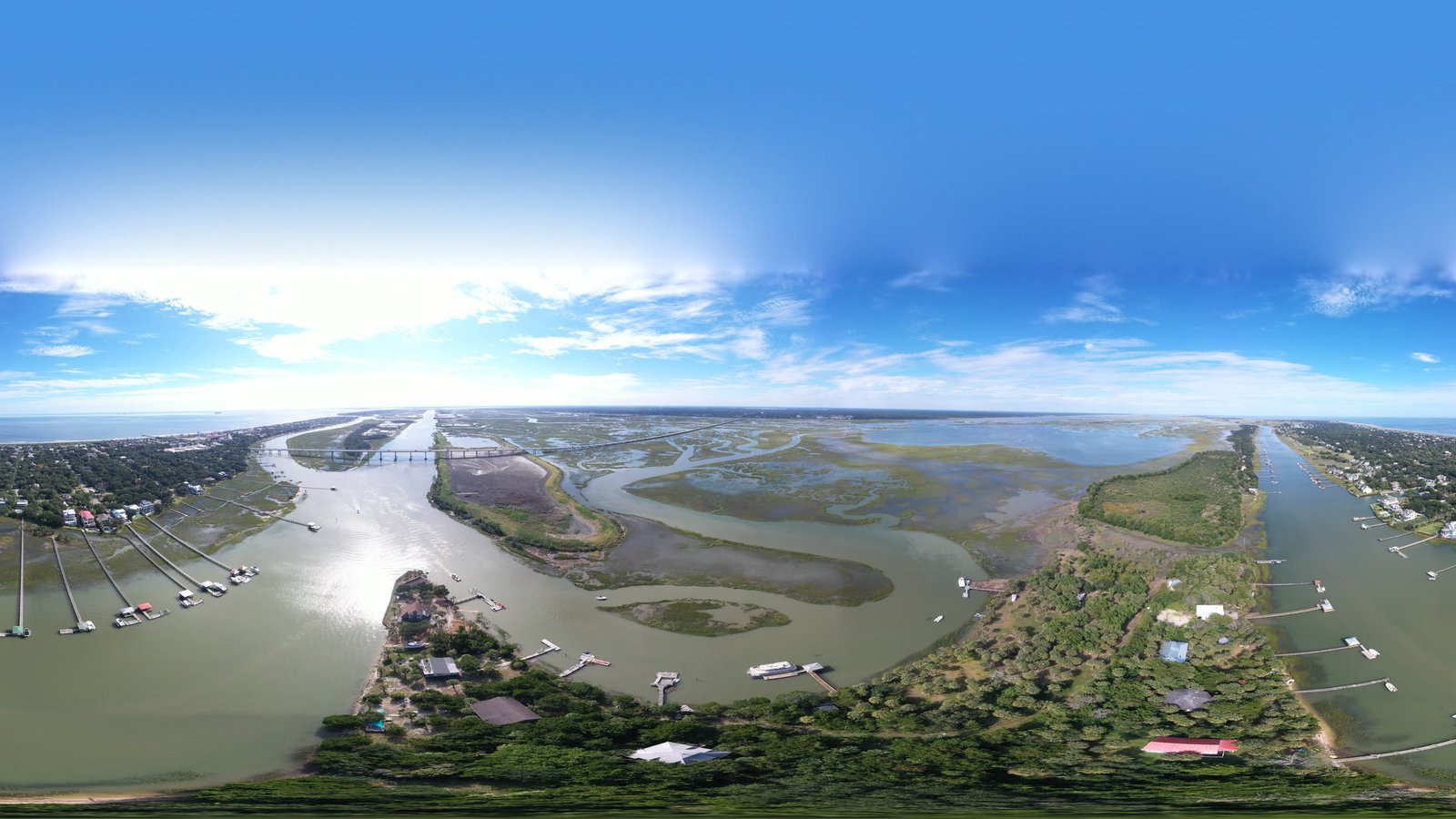 Aerial view of salt marsh and tidal creeks in Beaufort County, South Carolina